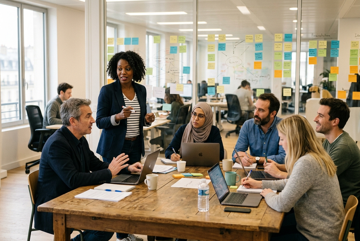 Atelier collectif de travail autour d'une charte — équipe en co-construction